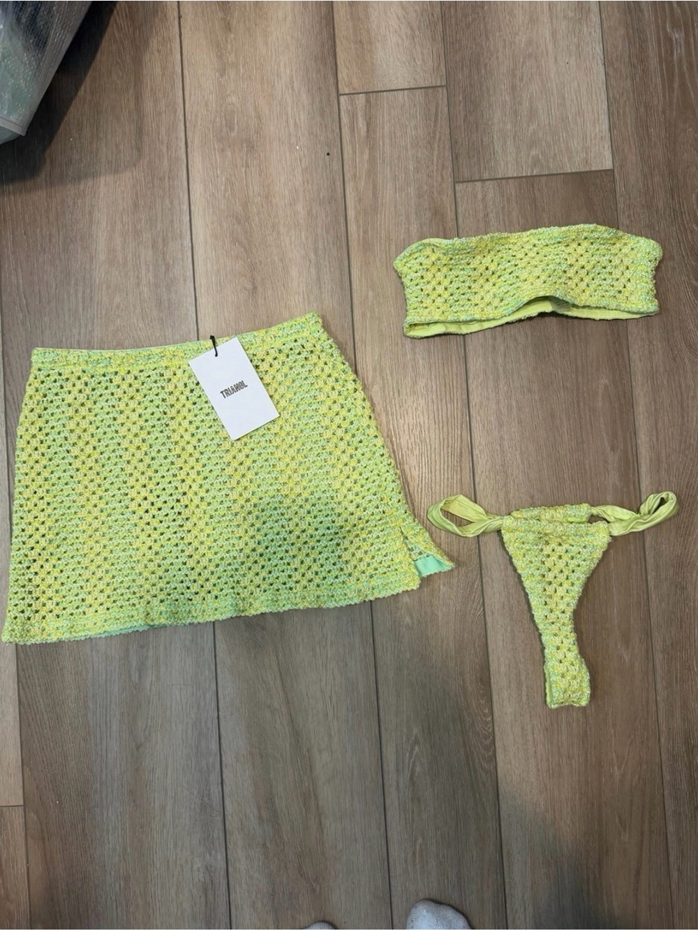 triangl swimwear Neon Lime Crochet Bikini Set